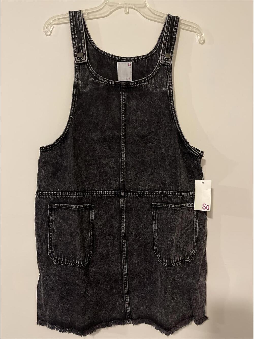 SO Womens Large Black Washed Cotton Jumper With Pockets & Frayed Hem NWT! A2999 - Picture 5 of 5